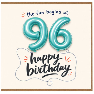 96th Birthday Card, Happy Birthday Card for Age 96