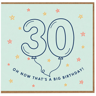 30th Birthday Card, Big Birthday Balloon Design