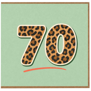 70th Birthday Card, Leopard Print Number 70 Card