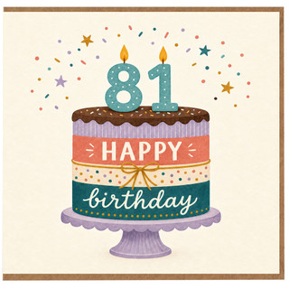 81st Birthday Card, Happy Birthday Cake Design