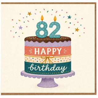 82nd Birthday Card, Happy Birthday Cake Design
