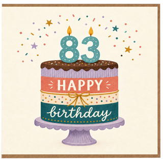 83rd Birthday Card, Happy Birthday Cake Design Card