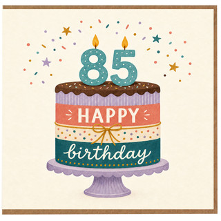85th Birthday Card, Happy Birthday Cake Design