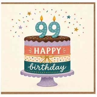 99th Birthday Card, Happy Birthday Cake Design
