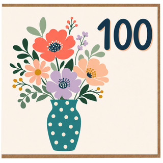 100th Birthday Card, Floral Bouquet Design