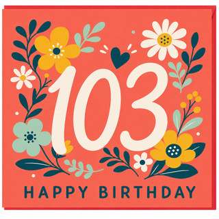 103rd Birthday Card, Floral Happy Birthday Card