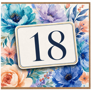 18th Birthday Card, Watercolour Floral Design