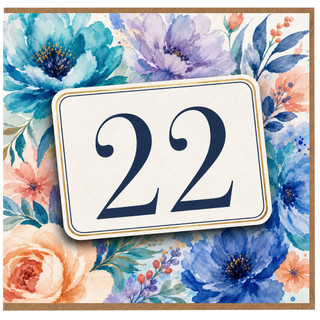 22nd Birthday Card, Floral Number 22 Card