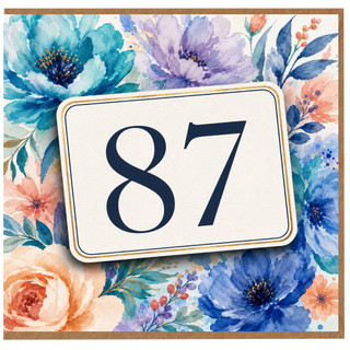 87th Birthday Card, Floral Watercolour Age 87 Card
