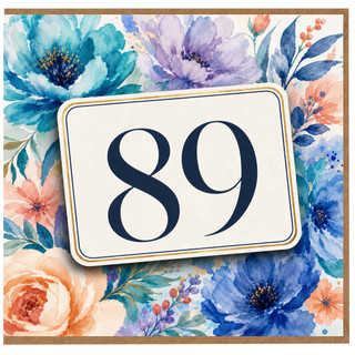 89th Birthday Card, Floral Watercolour Design