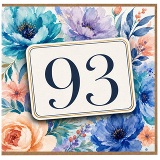 93rd Birthday Card, Floral Number 93 Card