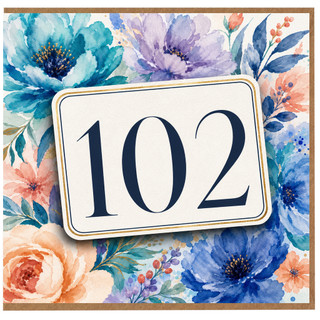 102nd Birthday Card, Watercolour Floral Design