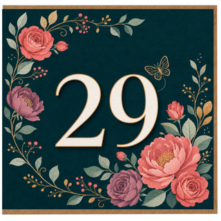 29th Birthday Card, Floral Birthday Card for 29 Year Old