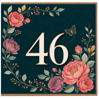 46th Birthday Card, Floral Number 46 Birthday Card