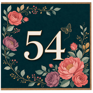 54th Birthday Card, Floral 54 Birthday Card