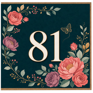 81st Birthday Card, Floral Design