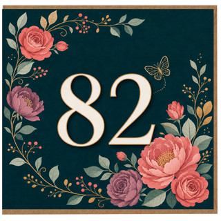 82nd Birthday Card, Floral Age 82 Birthday Card