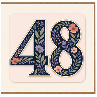 48th Birthday Card, Floral Age 48 Birthday Card