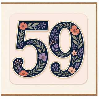 59th Birthday Card, Floral Number 59 Birthday Card