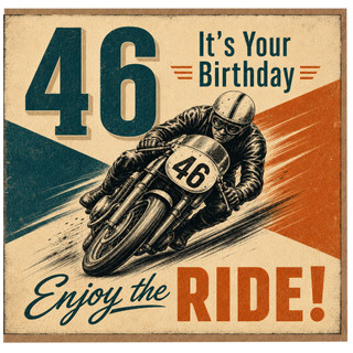 46th Birthday Card, Enjoy the Ride Motorcycle Card