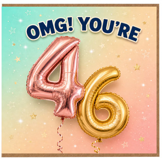 46th Birthday Card, OMG You’re 46 Balloon Design