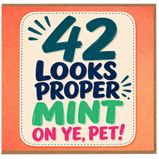 42nd Birthday Card, 42 Looks Proper Mint On Ye Pet Funny Birthday Card