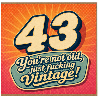 43rd Birthday Card, You're Not Old You're Just Fucking Vintage Card