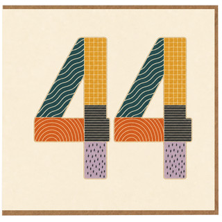 44th Birthday Card, Retro Pattern Number 44 Card