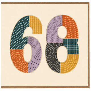 68th Birthday Card, Retro Patterned Number 60 Design