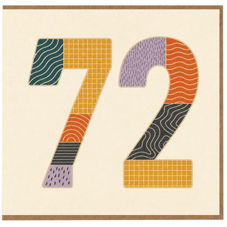 72nd Birthday Card, Retro Pattern Number 72 Greeting Card