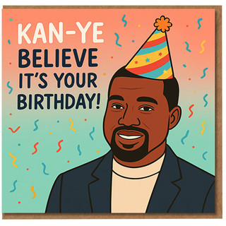 KAN-YE Believe It’s Your Birthday Funny Pun Card - Humorous Birthday Card with Party Hat Illustration for Friends, Him or Her