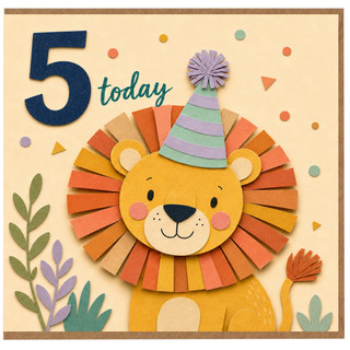 5th Birthday Card, Cute Lion 5 Today Birthday Card