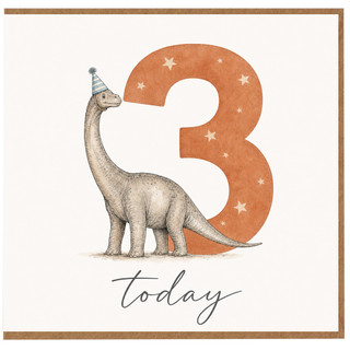 3rd Birthday Card, Dinosaur Party Card for Today