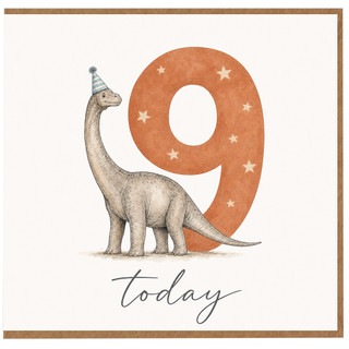 9th Birthday Card, Dinosaur Party Card Today Design