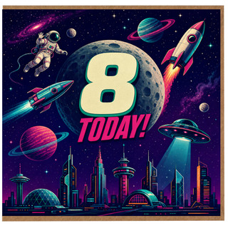 8th Birthday Card, Space Theme Today!