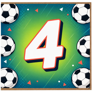 4th Birthday Card, Football Soccer Theme