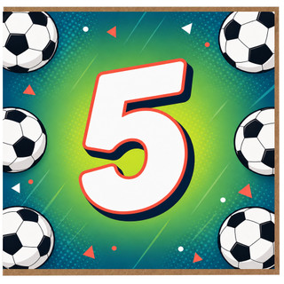 5th Birthday Card, Football Soccer Theme