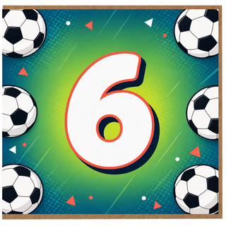 6th Birthday Card, Football Soccer Theme