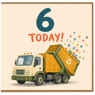 6th Birthday Card, Rubbish Truck Birthday Card