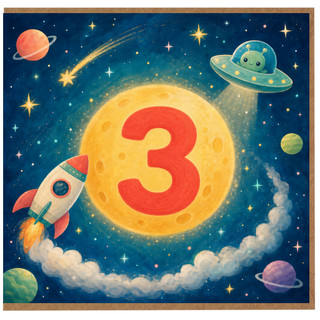 3rd Birthday Card, Space Themed