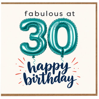 30th Birthday Card, Fabulous at 30 Happy Birthday Card