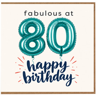 80th Birthday Card, Fabulous at 80 Happy Birthday Card