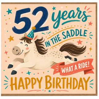 52nd Birthday Card, 52 Years in the Saddle Horse Birthday Card