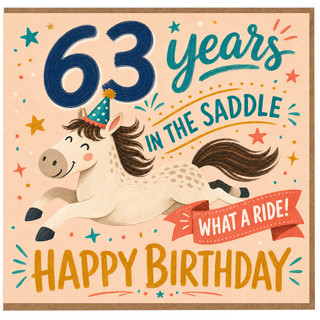 63rd Birthday Card, 63 Years in the Saddle What a Ride Horse Birthday Card