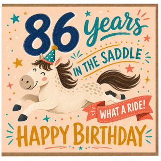 86th Birthday Card, Happy Birthday In The Saddle What A Ride Horse Card
