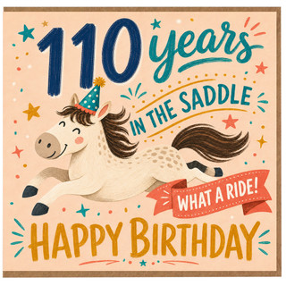 110th Birthday Card, Horse Lover Happy Birthday Card