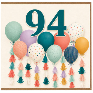 94th Birthday Card, Colourful Balloon Design
