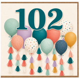 102nd Birthday Card, Colourful Balloon Celebration Card