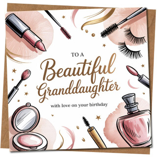 Granddaughter Birthday Card - To a Beautiful Granddaughter, 145mm x 145mm Square, Includes Kraft Envelope