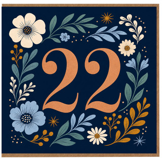 22nd Birthday Card, Floral Number 22 Card